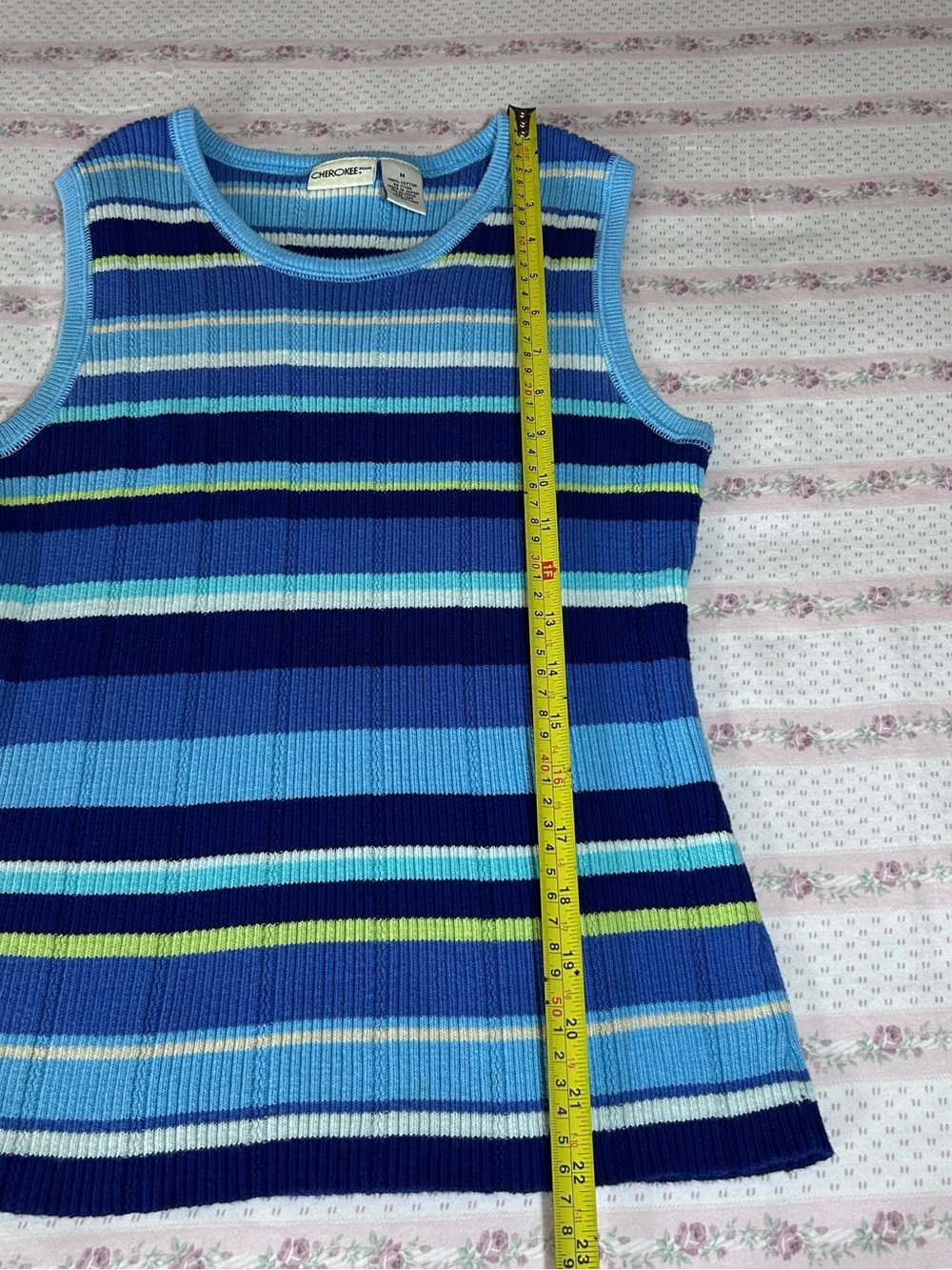 Cherokee Blue Multi-Striped Ribbed Tank - Picture 4 of 6